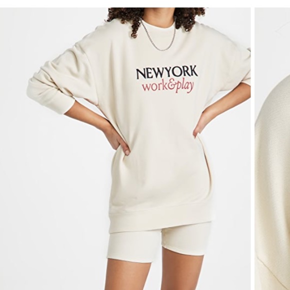 Frame New York Work & Play cream crewneck, size xs oversized - Picture 3 of 8